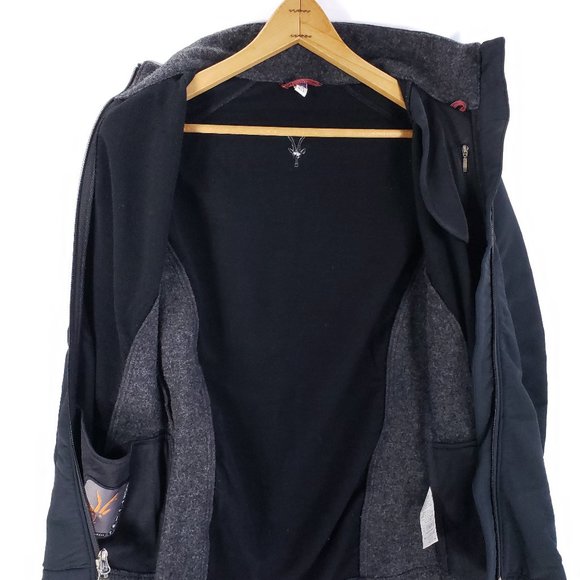 Ibex Jacket Womens Small Climawool Lite Softshell Full Zip Black Gray Wool Blend - Picture 7 of 11